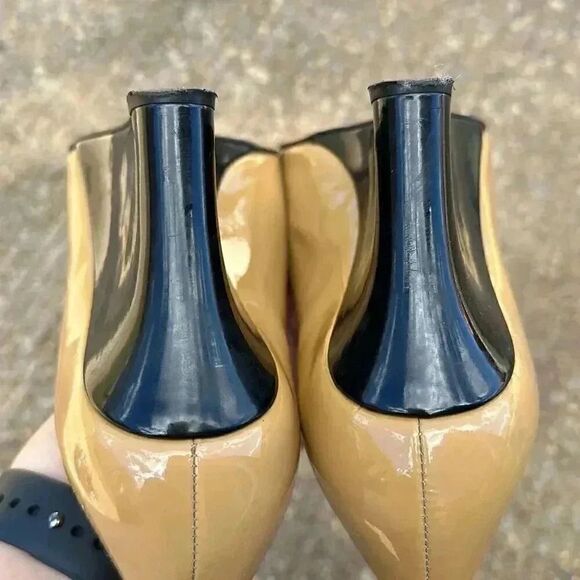 Vintage Kate Spade Beige Black Patent Leather Wedges Women’s Size 8.5 - Picture 9 of 10